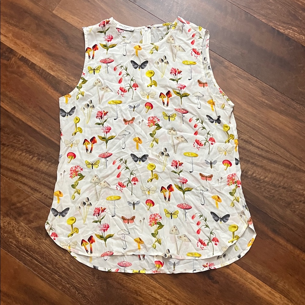 Equipment Silk Lyle Mushroom Season Floral Blouse Large - Picture 2 of 5